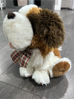 Vintage 1992 A&A plush stuffed St Bernard Dog Beethoven Plaid Bow